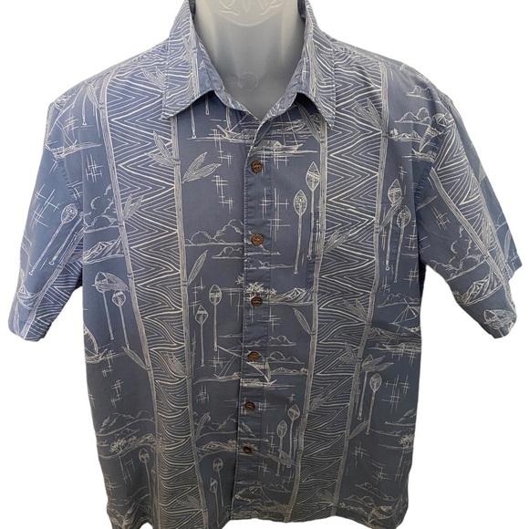 QUIKSILVER Hawaiian Themed Aloha Sort Sleeve Collared Shirt Men L Large - Picture 1 of 7